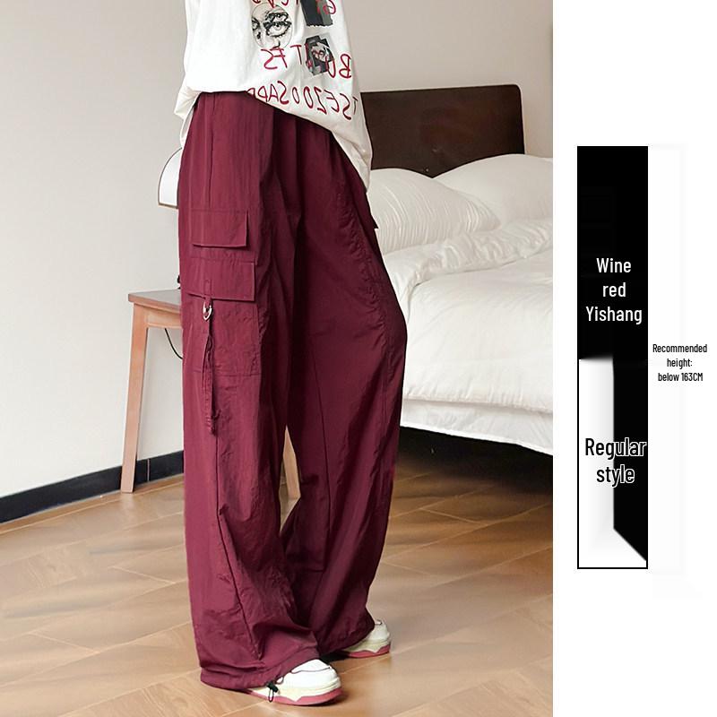 

Women s Purple Quick-Dry Wide-Leg Work Pants for Summer Street Dance and Outdoor Activities L for 115-128 lbs
