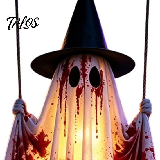 Trick or Treat Party Supply Hanging Swing Ghost Halloween Decoration, Spooky Light Up Large Swinging Front Porch Holiday Display with Blood Fabric for