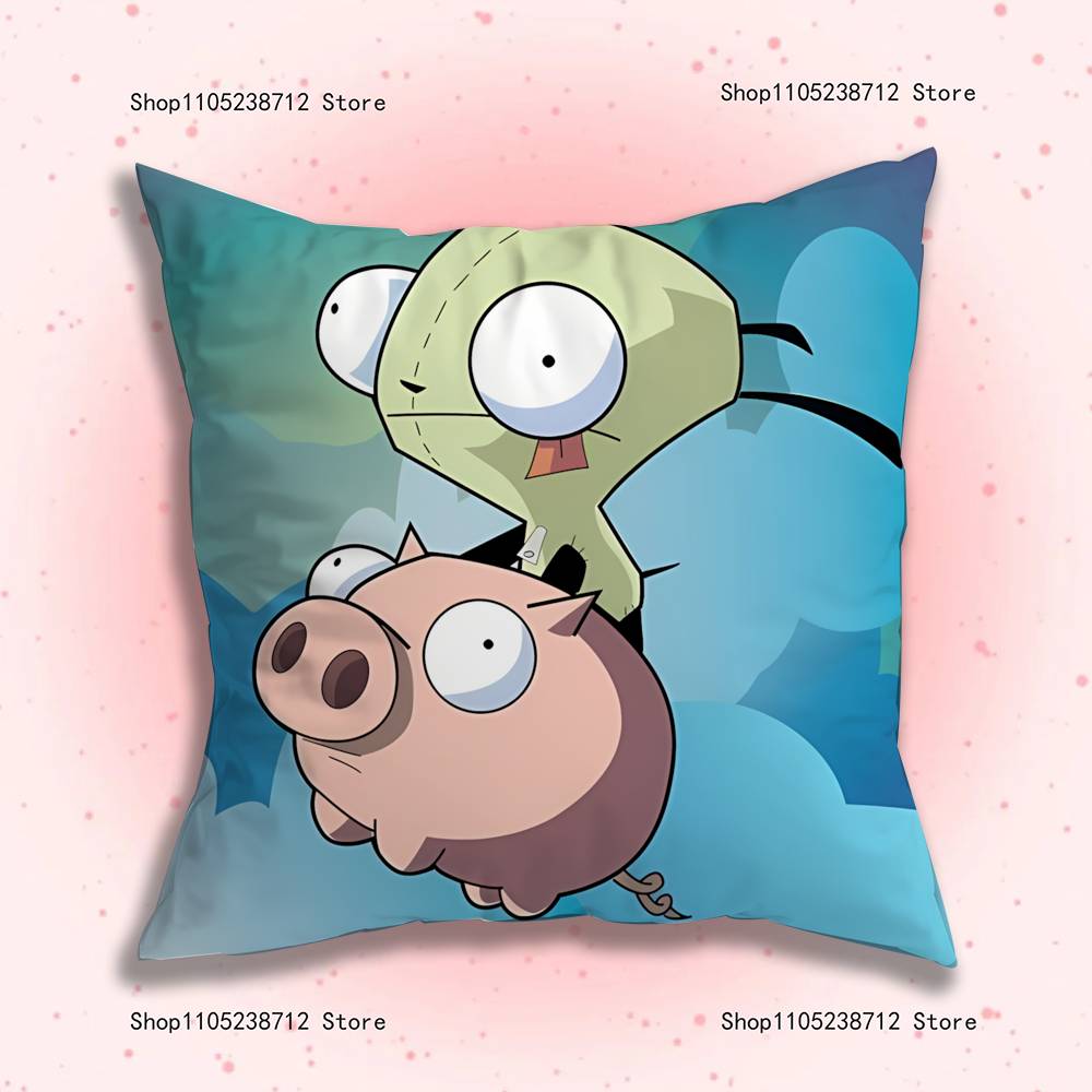 Cute Z-ZIM I-Invaders AnimePillow Case For Sofa Decor Car Office Room Printing Cushion Cover Decorations and Protector