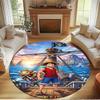 One Piece Print Round Rug, Washable Floor Carpet, For Entryway Dorm Laundry Room Office Study, Home Decor Birthday Christmas Gift
