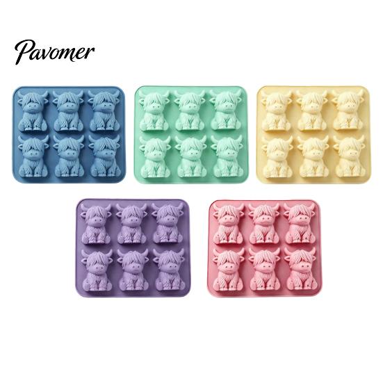 Cute Animal Shaped Ice Molds 3D Highland Cow Mold, 6 Cavity Food Grade Silicone Non Stick Jelly Making Tool Cube Tray, Flexible Mold for Whiskey