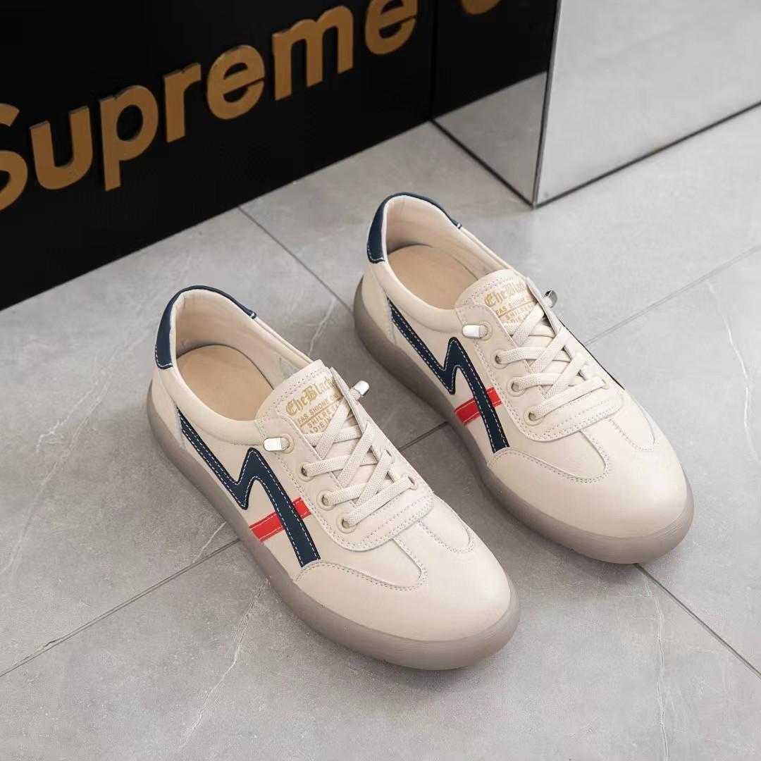 

The first layer of cowhide women s new soft-soled one-pedal casual sports shoes versatile flat-soled white shoes 35