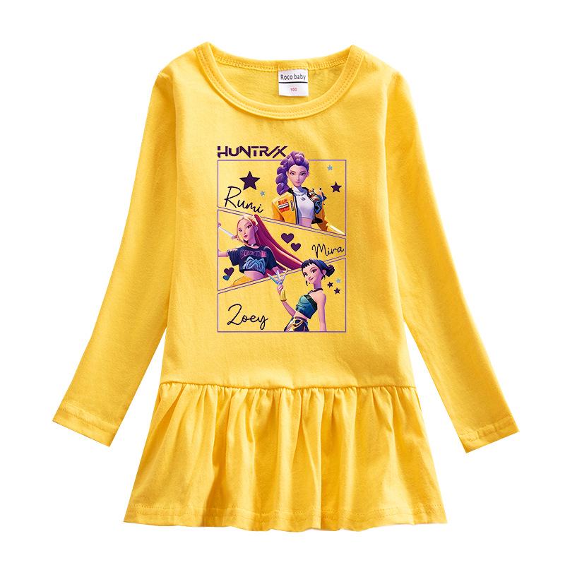 K-pop Monster Hunter Girl Group Dress - Cartoon Ruffle Long Sleeve Mesh Princess Skirt