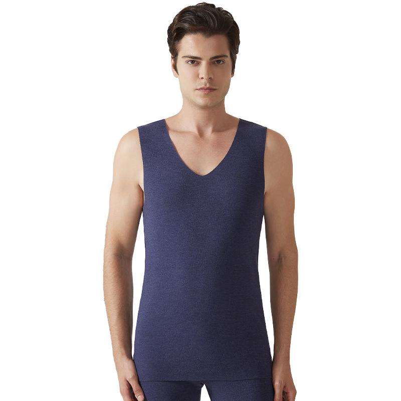 Men's Silk-Cashmere Antibacterial Seamless Warm Vest for Autumn and Winter