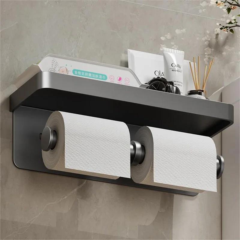 Portarotolo di Carta Igienica in Lega di Alluminio Montaggio a Parete per Bagno WC Porta Carta Telefono Scaffale Scaffale per Rotolo di Asciugamani Accessori
