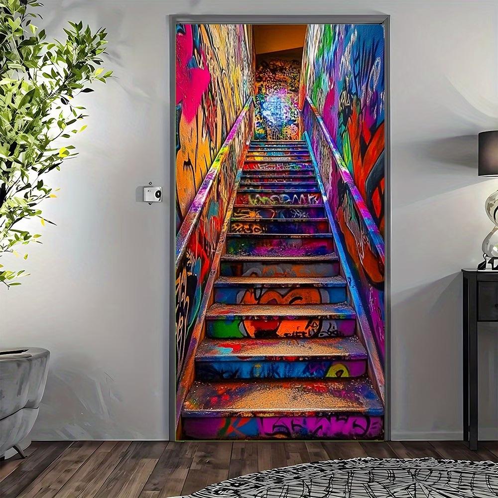 3D Visual Space Art Doorway Banner - Party Celebration Polyester Door Curtain Flag Decoration