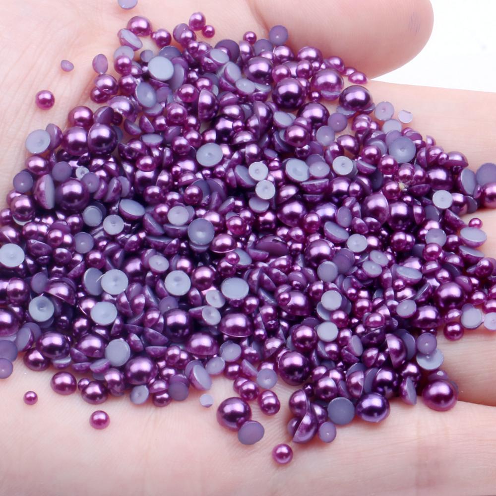 Resin Half Round Flatback Beads 2-6mm Mix Size Glue on Loose Rhinestones for Clothes Dresses DIY Crafts Scrapbook Decoration