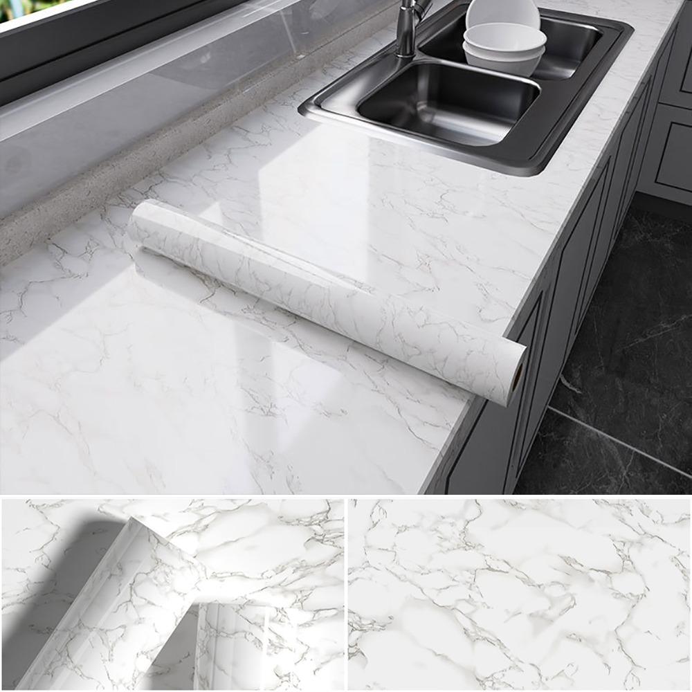 New 40cm Marble Wallpaper Self Adhesive Vinyl Contact Paper Waterproof Wall Stickers Kitchen Livingroom