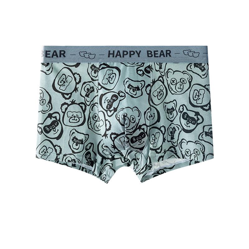Men's Teen Cotton Boxer Shorts with Bear Print