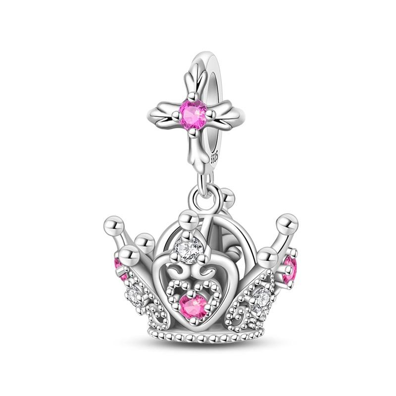 Copper Metal Princess Crown Charm Bead Component Cake Trojan Bead Component Pendant Bead Component Compatible With Authentic Original Necklace