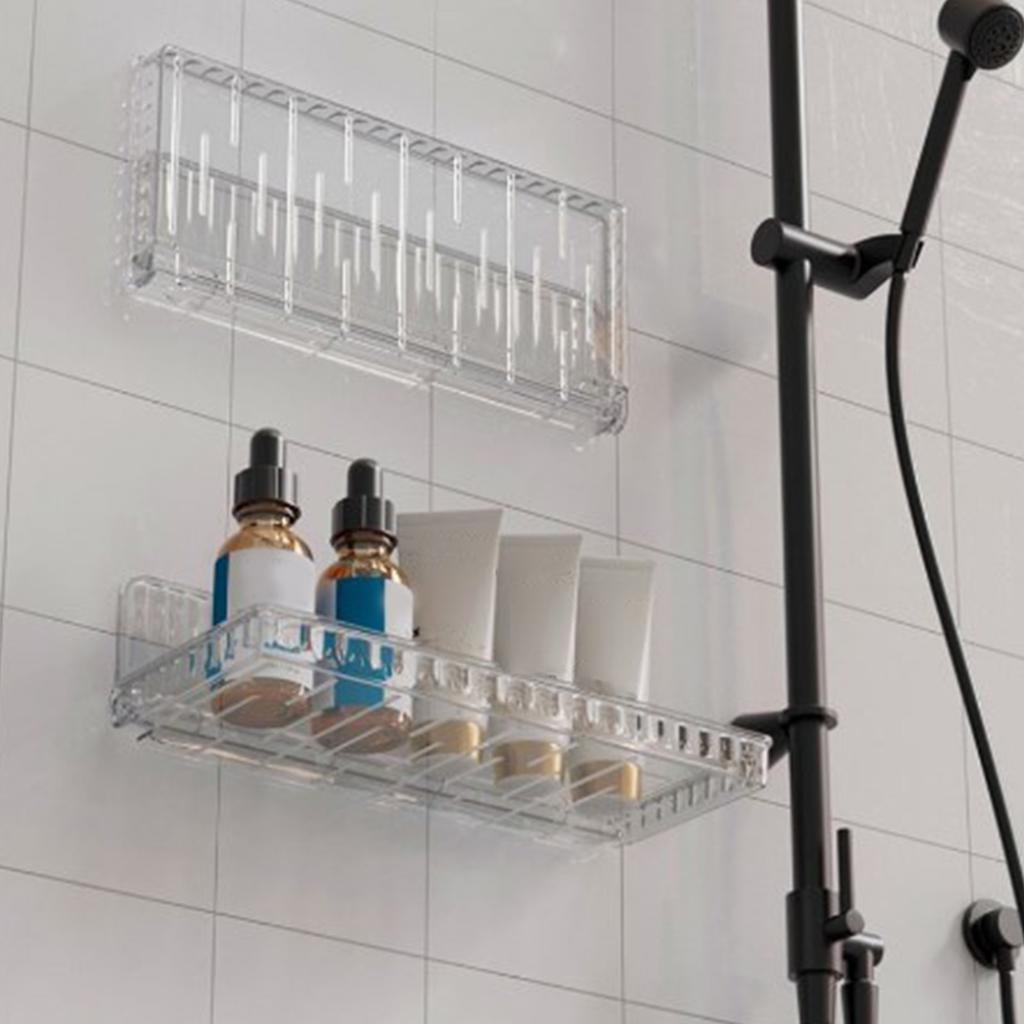 Wall Mounted Folding Shelf Transparent Punch Large Capacity Strong Foldable Floating Wall Shelves for Bathroom