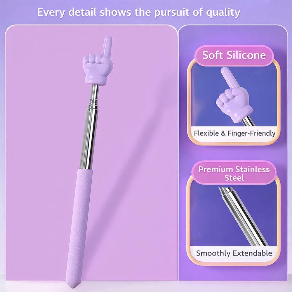 Stainless Steel Teaching Pointer Macaron Color Soft Finger Design Reading Sticks Retractable Teaching Stick School Office