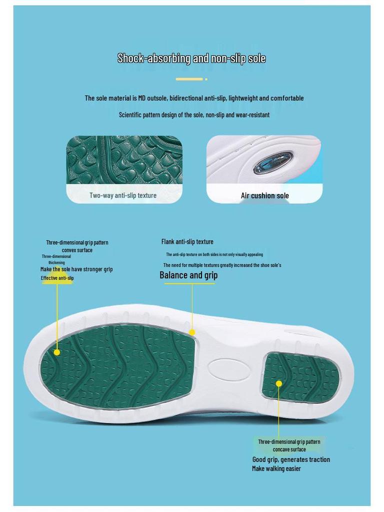 Women's Genuine Leather Nurse Shoes - Breathable, Soft Sole, Non-Slip, Air Cushion. Suitable for Autumn Hospital Work.