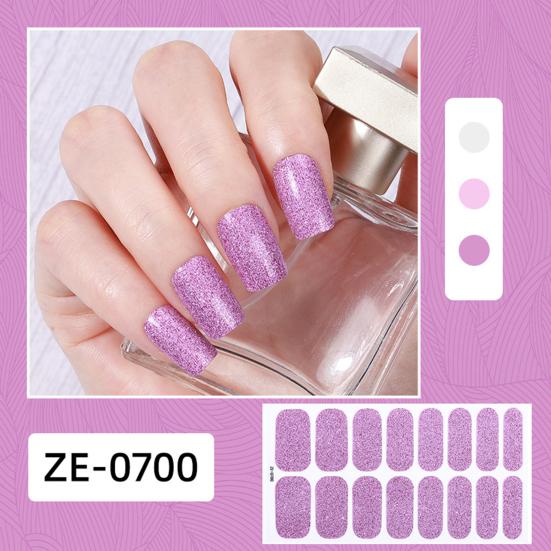 Glitter Nail Polish Strips with File Easy Apply Remove Self Adhesive Women Full Nail Sticker Home Manicure DIY Nail Art Decoration Wrap