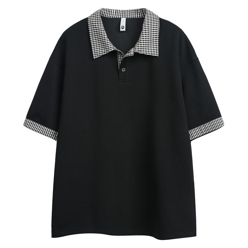Stack two fake short-sleeved men s 2026 summer new American trendy brand loose POLO shirt collar half-sleeved gray top M