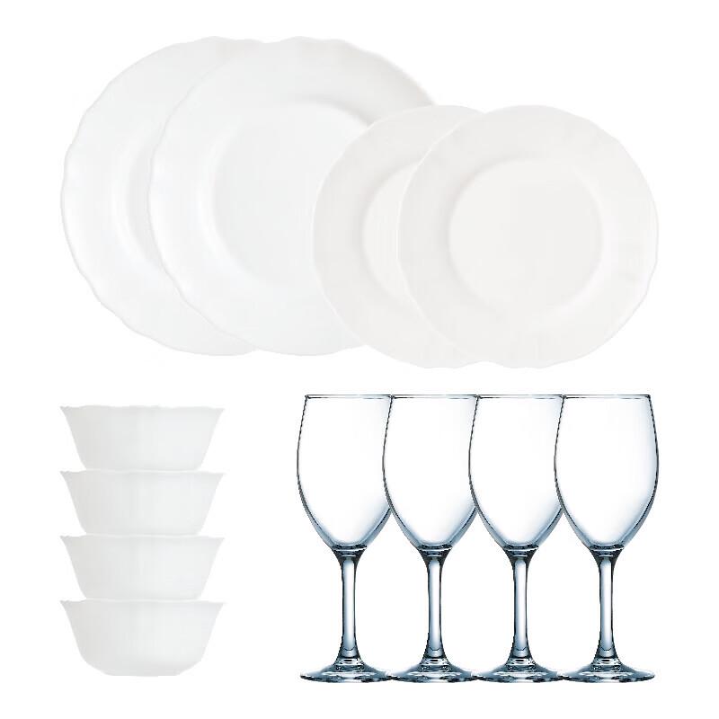 Luminarc Louis XV White Jade 12-Piece Dinner Set