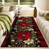 Merry Christmas Poinsettia Plaid Kitchen Rug Lliving Room Entrance Non-slip Door Mat Balcony Bath Floor Mat Christmas Decoration