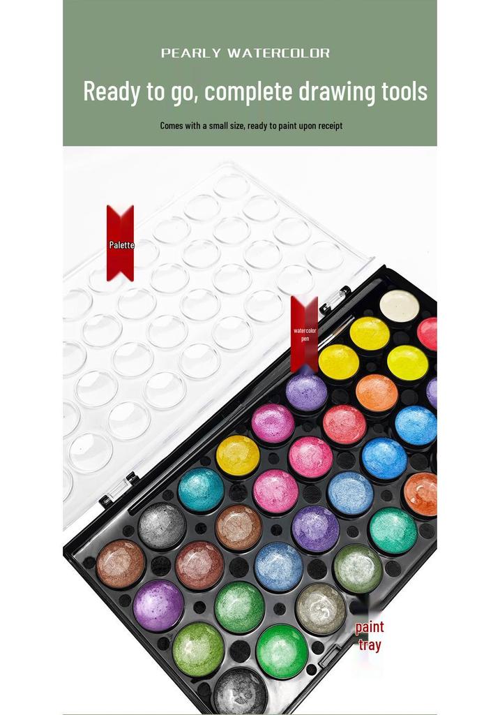 Huideler Perle 36-Farben Waschbares Aquarellfarben-Set für Anfänger & Profis