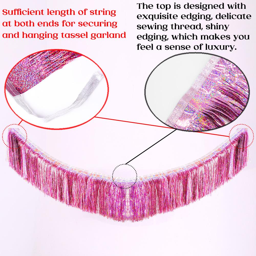 Premium Foil Fringe Tinsel Garland Creative 2M 4 Layers Foil Banner Birthday Party Wedding Decoration Christmas Home Wall Decor