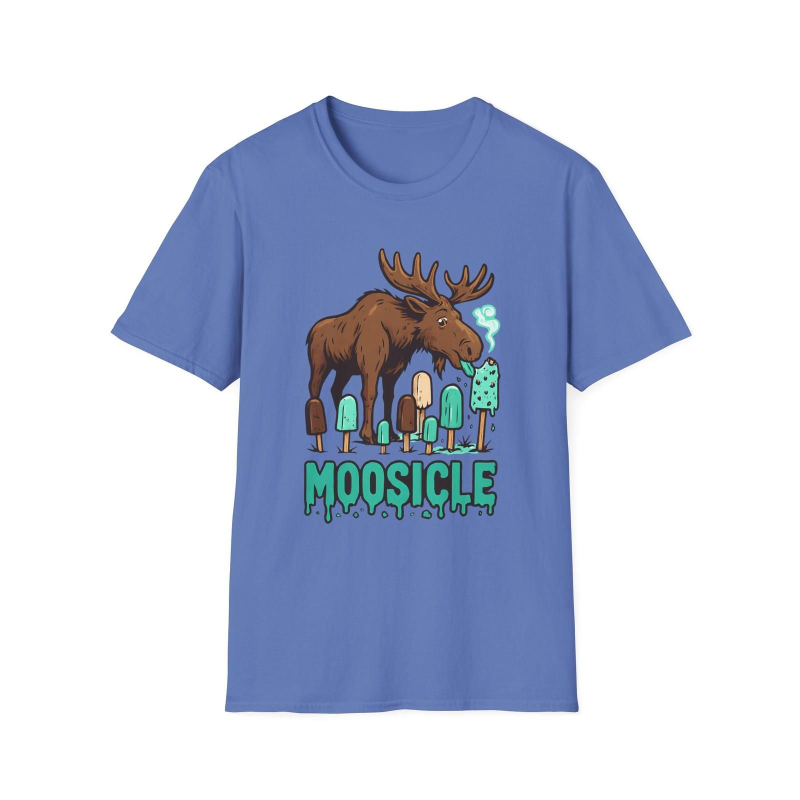 Unisex Softstyle T-Shirt Mens Womens Tees Top Surreal Moose Popsicle Flower Funny Animal Design 4XL