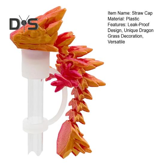 3D Dragon Straw Cover Dust-Proof Protector for 30/40oz Cup Reusable Straw Topper Novelty Cup Accessories