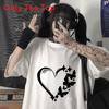 T Shirt Women Summer Loose Fit Heart Print Short Sleeve Graphic Tee For Casual Wear