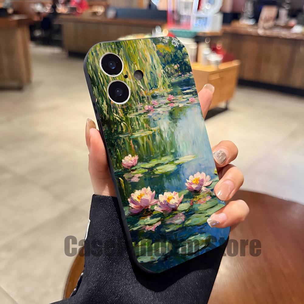 Claude M-Monet Painting Phone Case For iPhone 17,16,15,14,13,12,11,Pro,Max,Plus Black Soft Cover