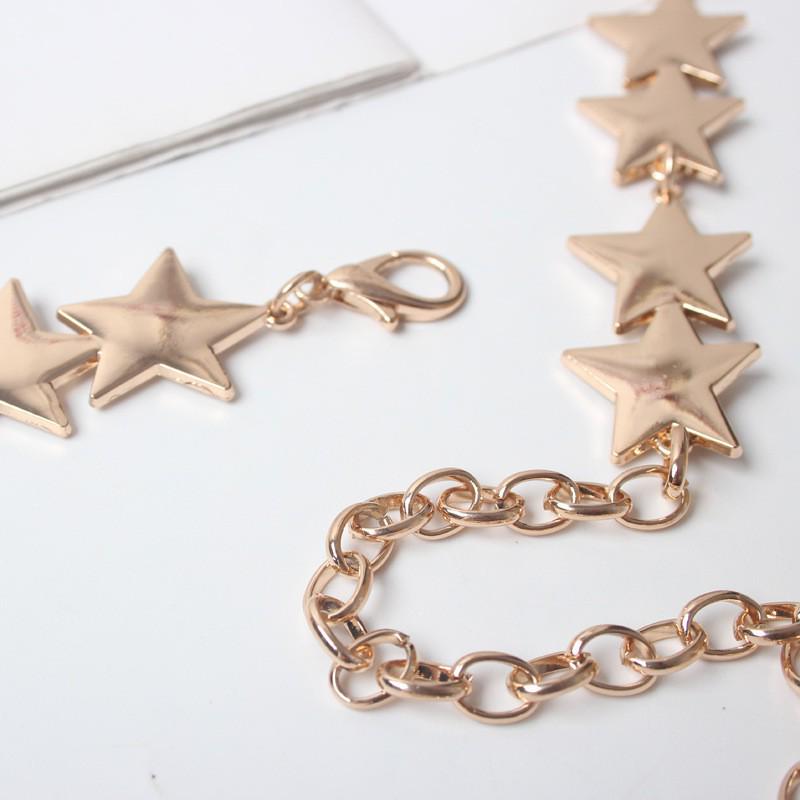 Retro Fünfzackiger Stern Taillenkette: Vielseitiges Rock-Accessoire für Damenmode