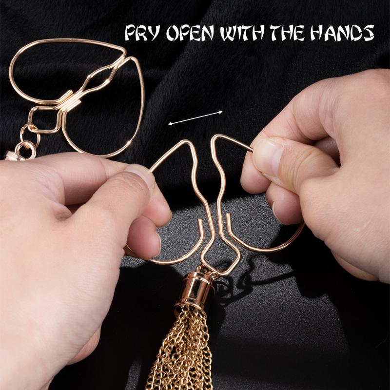 1Pairs Heart Nipple Clamps With Tassel Sex Adjustable Body Clips Non-Piercing Jewelry For Women And Couples