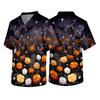 Men's Short Sleeve V Neck Halloween Print Medical Scrub Top with Chest Pocket Comfortable Fit Workwear for Healthcare Professionals