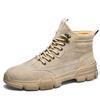 Fashion Men's Autumn Winter Hight-Top Cotton-Padded Shoes Velvet Warm Durable Haed-wearing Shock Absorption Lace Up Shoes