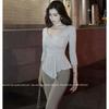 Elegant Women's Set: Pure Style Top & Micro-Flare Pants - Unique, Lightly Mature Design