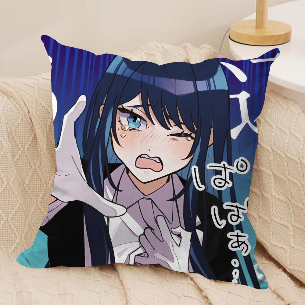 AAdoS anime cute Cushion Cover Silky Short Plush Invisible Zipper Dustproof Sofa Pillow Case for Home Decor