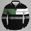Herren Langarm Frühling und Herbst Revers Oberteil Kontrastfarben Lässig Locker Sommer Mode Polo Business Stil