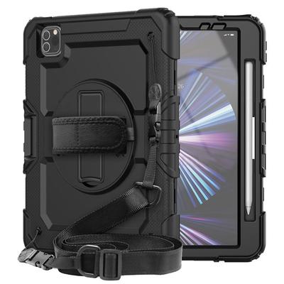 Armored Case for iPad Pro 11" M2 2022 / M1 2021 / 2020 / 2018, 360 Protection with Stylus Holder, Black