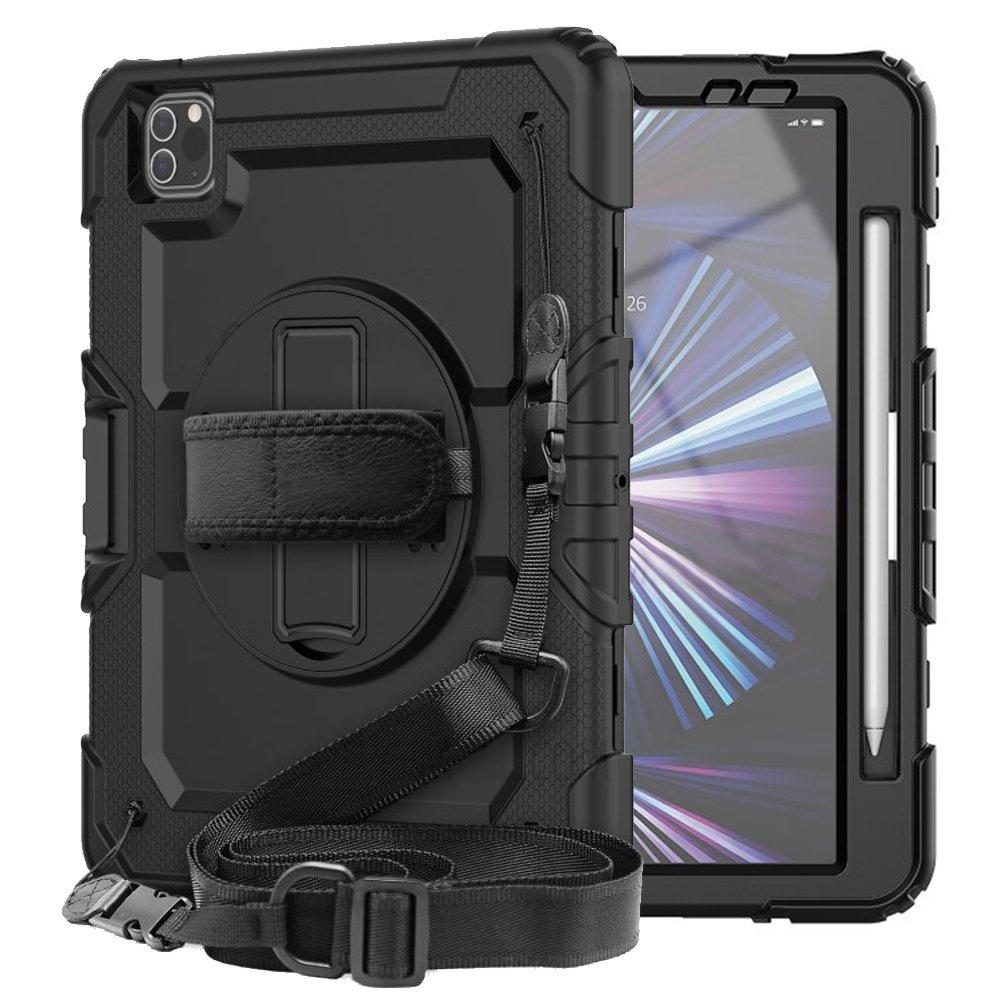 Armored case for iPad Pro 11" M2 2022 / M1 2021 / 2020 / 2018, 360 protection with stylus holder, Black