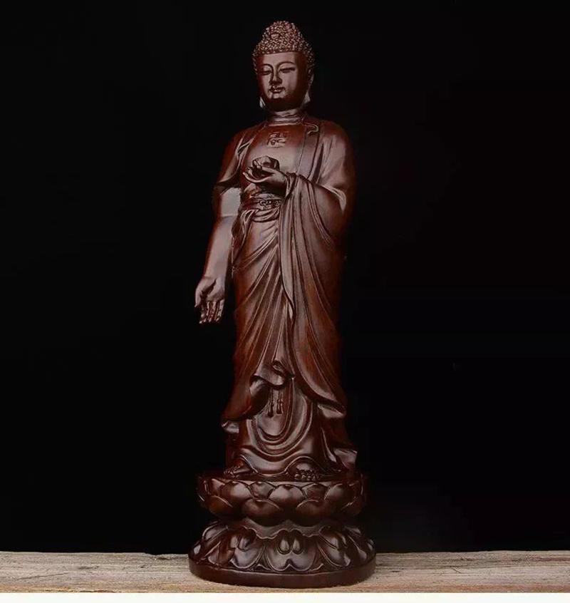 

High 14/18/28/38cm Wood Carving The Buddha Figurine Amitabha Statue Sculpture Home Decor Wooden Craft Art Ornament Gifts high 14cm