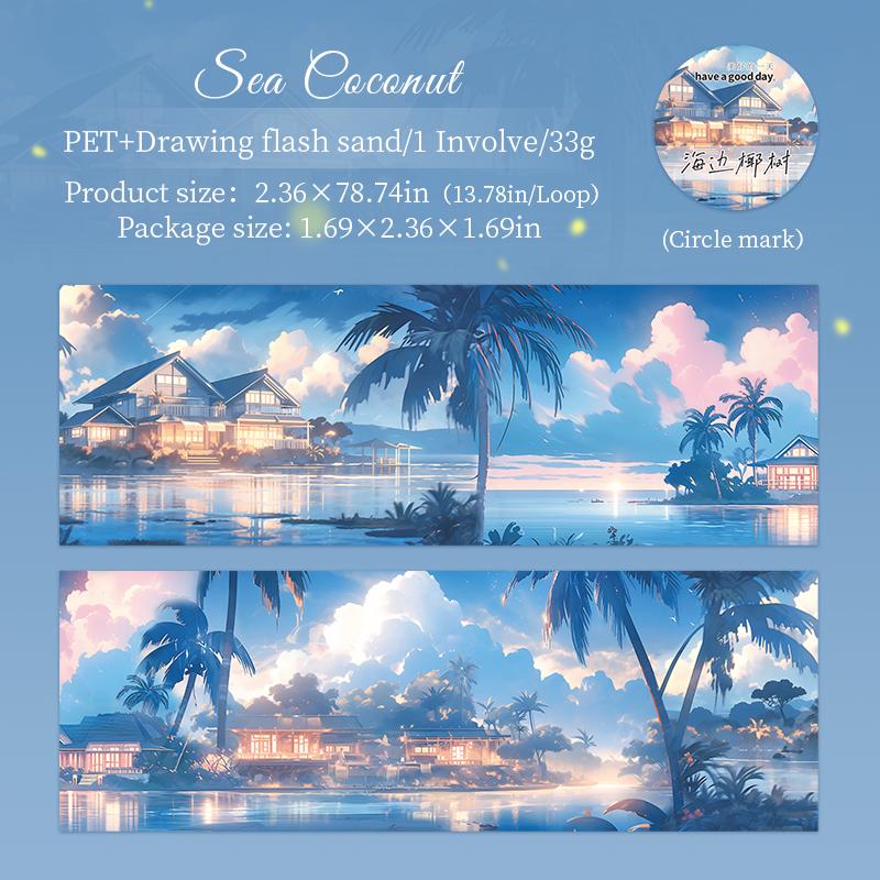 200 cm/rolka Papier Washi z Piaskiem Brokatowym Taśma Do Leczenia Krajobrazu Senny Las Do Ręcznego Notatnika Tło Kolaż Dekoracja DIY