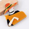 New Fashion Lady Acrylic Brooches for Women Cute Cartoon Glasses Girl Figure Badge Pins Casual Jewelry Clothes Accessories Gift