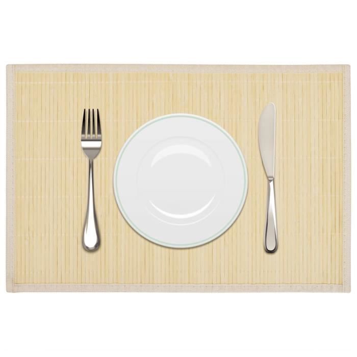 6 Napperons en bambou 30 x 45 cm Nature