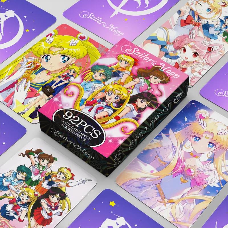 92 Cartes Lomo Sailor Moon Pocard Double Face Tsukino Usagi Autocollants Motif Anime Album Po Collection de Cartes Postale Cadeau