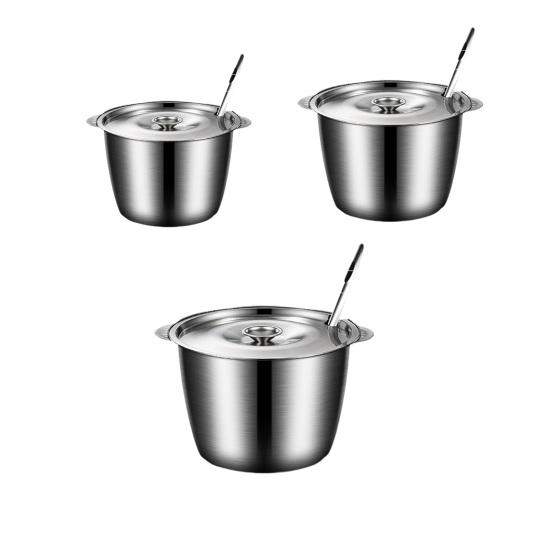 Oil Tank with Strainer Lid Stainless Steel Cooking Oil Container Pot Easy-Grip Handle Rust-Resistant Lard Jar Frying Oil Storage Bottle