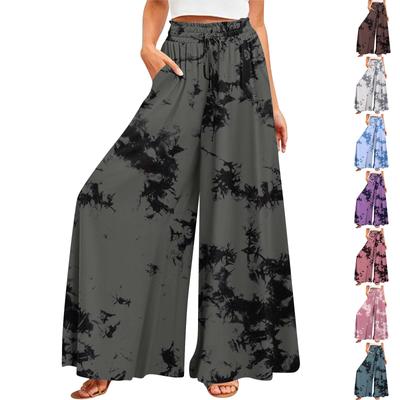 Women's Summer Wide Leg Pants High Waisted Flowing Pockets Fashion Casual Casual Bohemian Printed Beach Pants