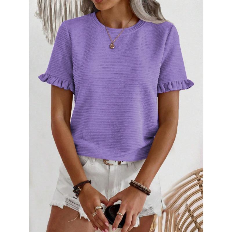 IHUASU Camicette e camicie casual con scollo a maniche corte e alla moda da donna