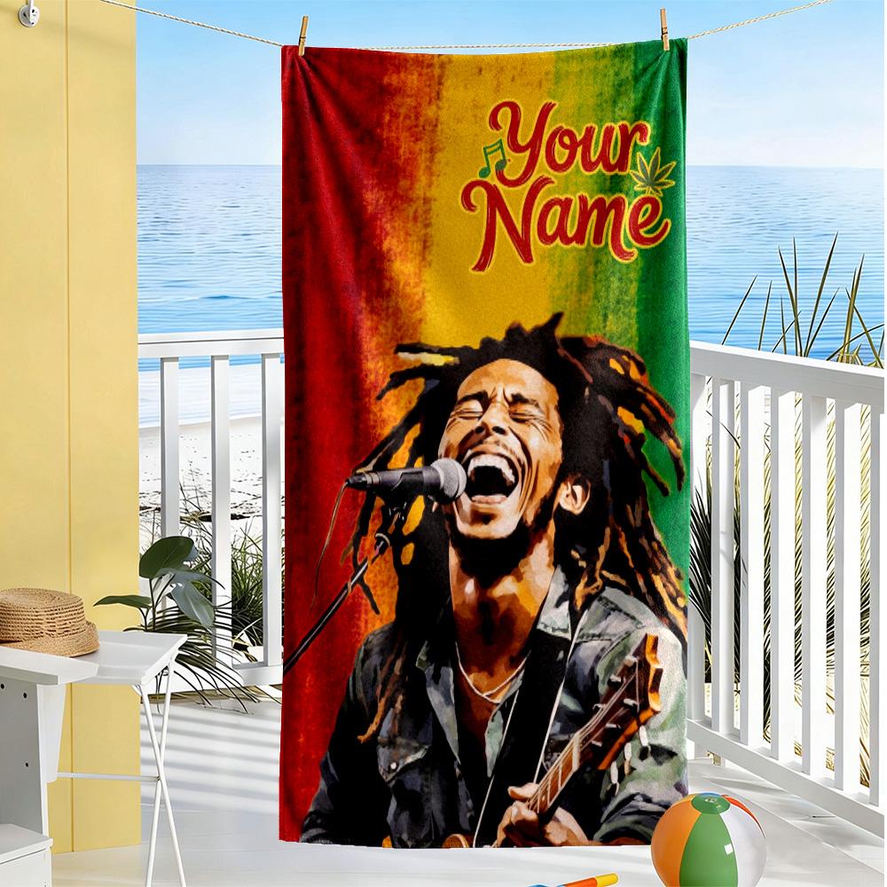 Bob Marley Personalized Text Beach Towel Super Soft & Absorbent Portable for SwimmingBeachCamping Travel Beach AccessoriesGym