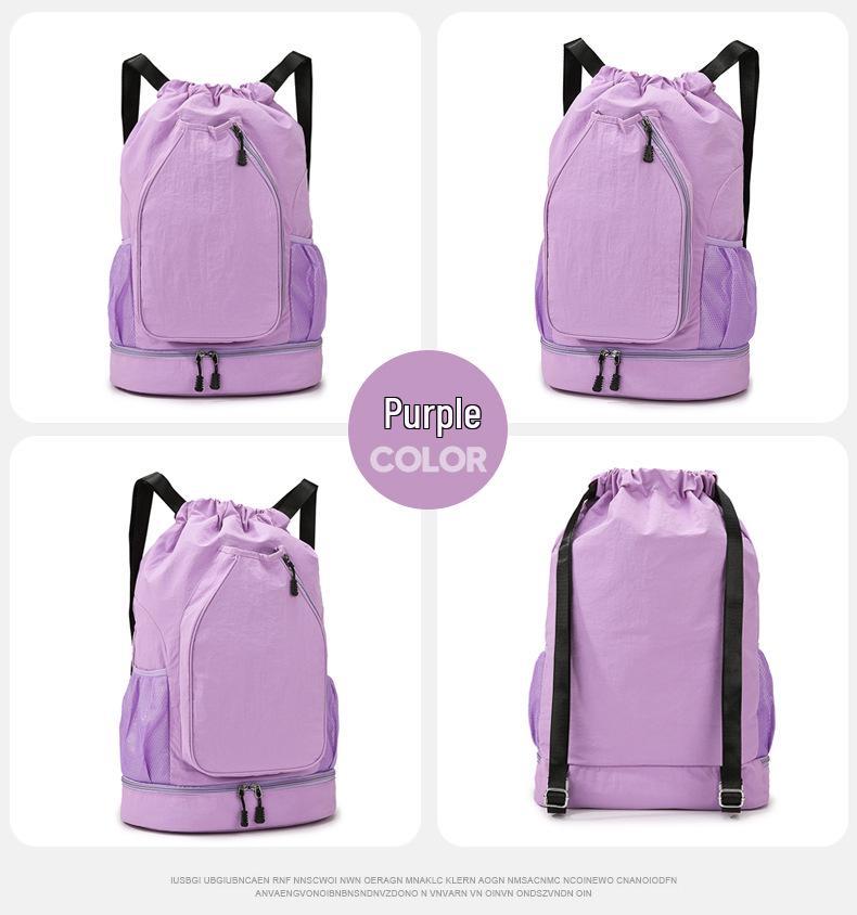 Fitness Sports Backpack: Large Capacity Drawstring for Badminton, Basketball, and Tennis 20-35L фиолетовый