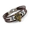 Punk Dominant Wolf Head Bracelet Men's Accessories Leather Rope Bracelets Fashion Jewelry Gifts