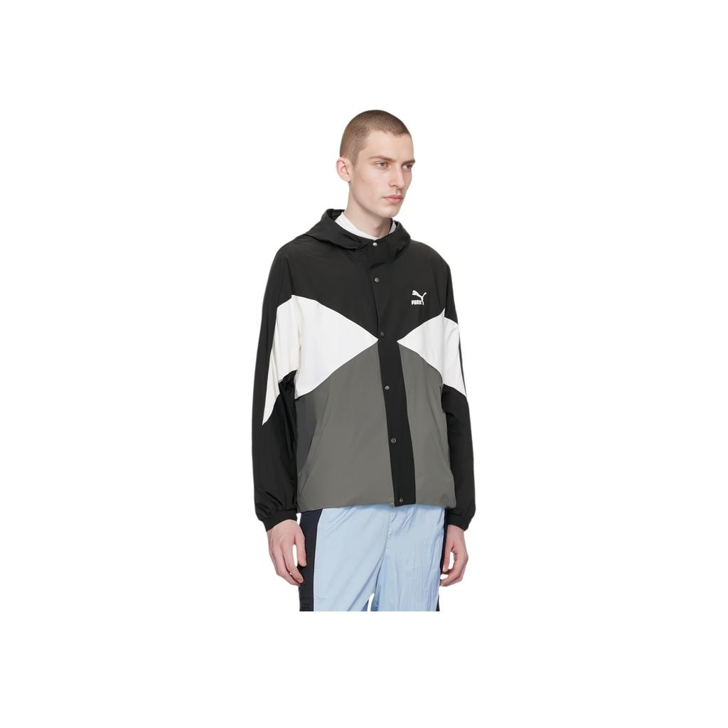 Puma Color Block Hooded Zip Long Sleeve Jacket Men Jacket Black 628202-01