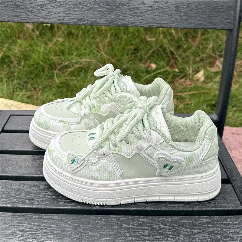 Fashion Lace Up Round Toe Shoes for Women Casual Korean On Offer 2025 New High Quality Vulcanized Shoe Trends Cheap 39 Woman Footwear