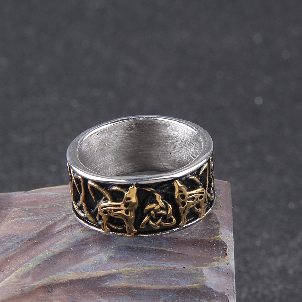 Viking Nordic Mythology Giant Wolf Men Ring Defense Totem Wolf Fashion Hip Hop Rock Unisex Finger Ring Punk Gift